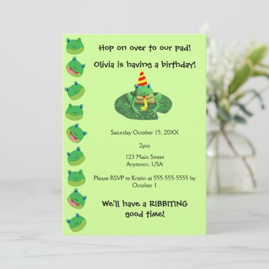 Frosch Einladung (Stehend Vorderseite)