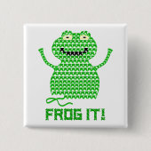 Frosch es! Vektorhäkelarbeit-Frosch Button (Vorderseite)