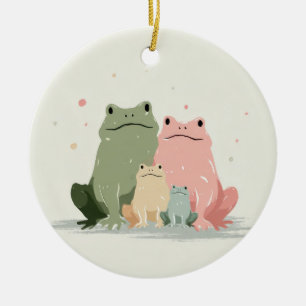 Frosch Familie – Niedliche Tier Kunst mit Charme Keramik Ornament
