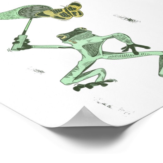 Frosch fängt Schmetterlinge Poster (Ecke)