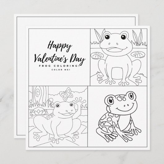 Frosch Färben Seite Kid Boy Card Happy Valentine's (Vorne/Hinten)