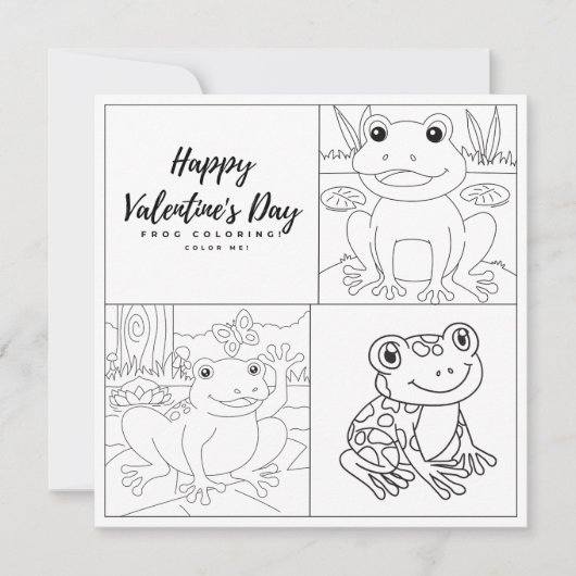 Frosch Färben Seite Kid Boy Card Happy Valentine's (Vorderseite)