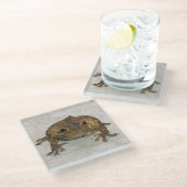 Frosch Foto Square Glass Untersetzer (Schrägansicht)