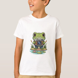 Frosch-Fotograf mit Kamera Kinder T-Shirt