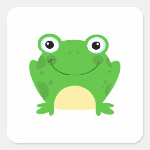 Frosch-Frosch-amphibisch grünes niedliches Quadratischer Aufkleber