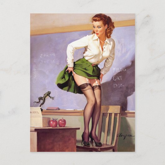 Frosch für Lehrer Button Up Postkarte (Vorderseite)