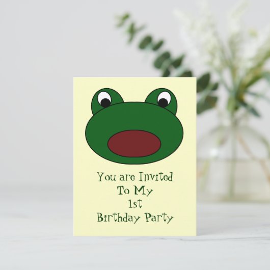 Frosch Geburtstagsparty Einladung (Stehend Vorderseite)