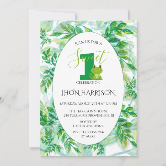 Frosch Geburtstagsparty Froggy Themeneinladung Einladung (Vorderseite)