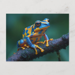 Frosch, gelb und blau postkarte