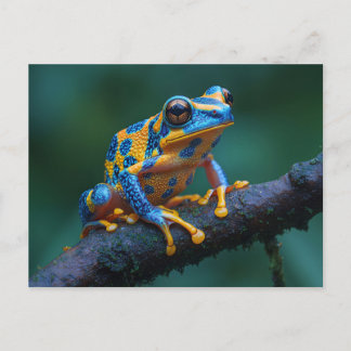 Frosch, gelb und blau postkarte