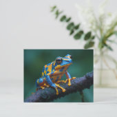Frosch, gelb und blau postkarte (Stehend Vorderseite)
