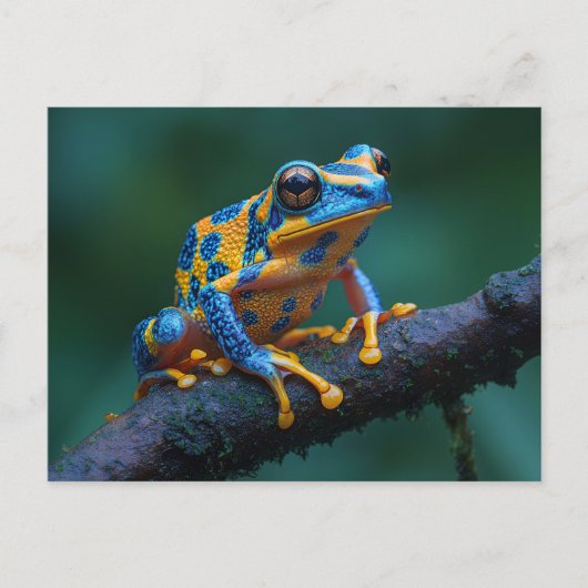 Frosch, gelb und blau postkarte (Vorderseite)