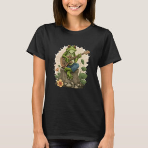Frosch Gitarre spielen Banjo auf Log Cottageco T-Shirt