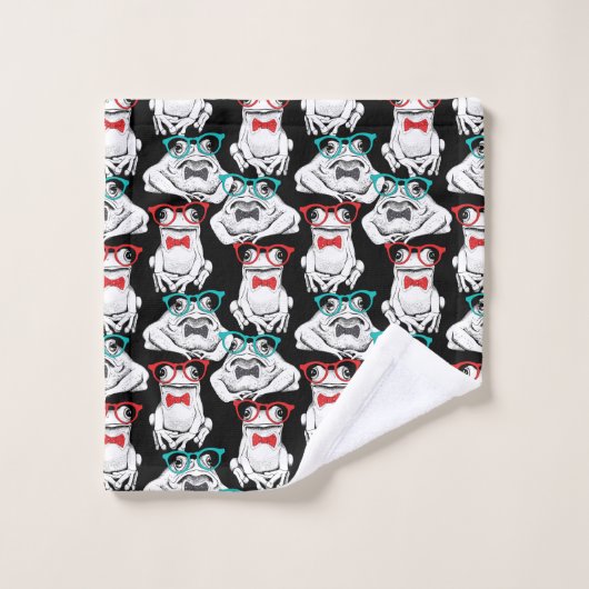 Frosch-Glas-Muster Badhandtuch Set (Waschlappen)