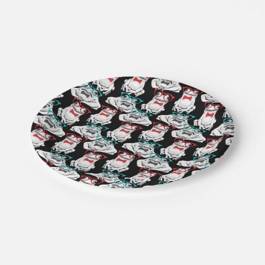 Frosch-Glas-Muster Pappteller (Schrägansicht)