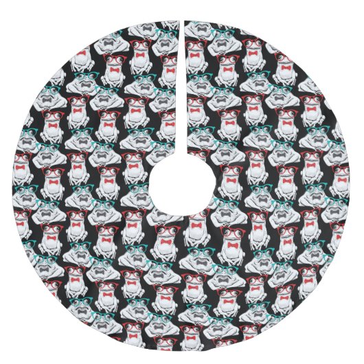 Frosch-Glas-Muster Polyester Weihnachtsbaumdecke (Vorderseite)