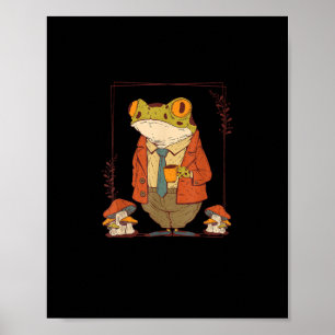 Frosch Goblincore Akademie Ästhetik Pilz Poster