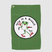 Frosch Golfing Grip It and Ribbit Funny Personalis Golfhandtuch (Vorderseite)