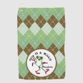 Frosch Golfing Grip It and Ribbit Green Brown Raut Golfhandtuch (Vorderseite)