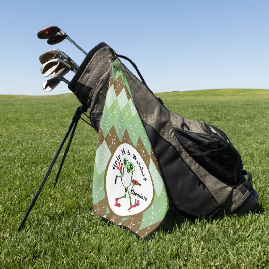 Frosch Golfing Grip It and Ribbit Green Brown Raut Golfhandtuch (Gras)