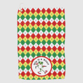 Frosch Golfing Grip It and Ribbit Green Red Raute Golfhandtuch (Vorderseite)