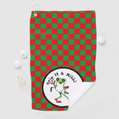 Frosch Golfing Grip It and Ribbit Red & Green Karo Golfhandtuch (Insitu)
