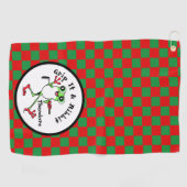 Frosch Golfing Grip It and Ribbit Red & Green Karo Golfhandtuch (Horizontal)