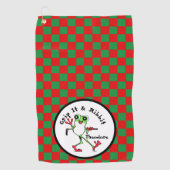 Frosch Golfing Grip It and Ribbit Red & Green Karo Golfhandtuch (Vorderseite)