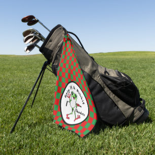 Frosch Golfing Grip It and Ribbit Red & Green Karo Golfhandtuch