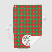 Frosch Golfing Grip It and Ribbit Red Green Raute Golfhandtuch (Insitu)