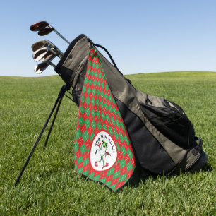 Frosch Golfing Grip It and Ribbit Red Green Raute Golfhandtuch