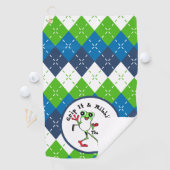 Frosch Golfing Grip It und Ribbit Blue Green Raute Golfhandtuch (Insitu)