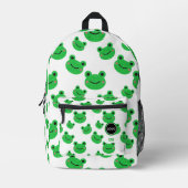 Frosch Green Pattern Monogram School Logo Bedruckter Rucksack (Vorderseite)