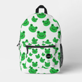 Frosch Green Pattern Monogram School Logo Bedruckter Rucksack
