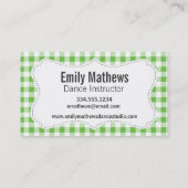 Frosch; Grüner Gingham Visitenkarte (Rückseite)