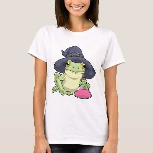 Frosch Halloween Hexe T-Shirt (Vorderseite)