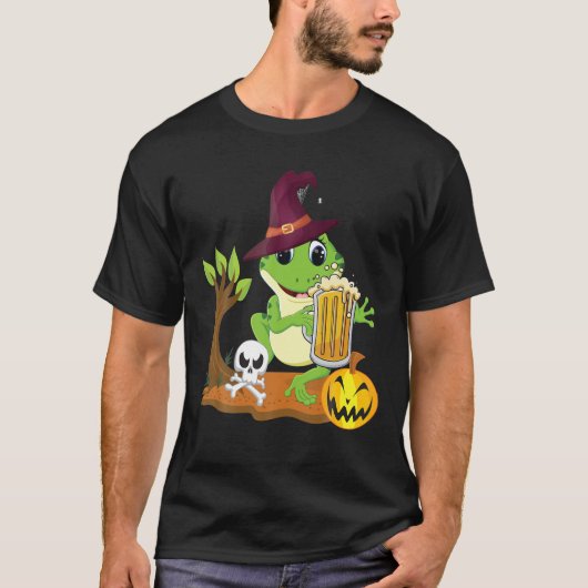 Frosch Halloween Kostümoutfit Pilzcocktail T-Shirt (Vorderseite)