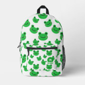 Frosch Happy Face Pattern Green Monogram School Bedruckter Rucksack (Vorderseite)
