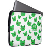 Frosch Happy Face Pattern Green Monogram School Laptopschutzhülle (Vorne Rechts)