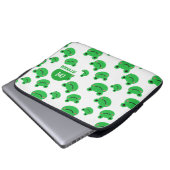 Frosch Happy Face Pattern Green Monogram School Laptopschutzhülle (Vorne Knopf)