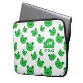 Frosch Happy Face Pattern Green Monogram School Laptopschutzhülle (Vorderseite Links)