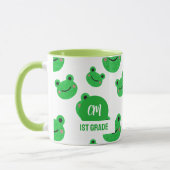 Frosch Happy Face Pattern Green Monogram School Tasse (Links)