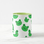 Frosch Happy Face Pattern Green Monogram School Tasse (Zentrum)