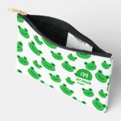 Frosch Happy Face Pattern Green Monogram School Zubehörtasche (Offen)