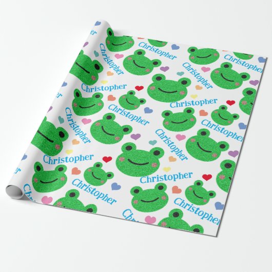 Frosch & Herz Muster Funny Life Geschenkpapier (Ungerollt)