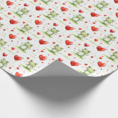 Frosch-Herzballons Geschenkpapier (Ecke)