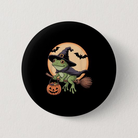 Frosch Hexenhut Pumpkin Halloween Kostüm Männer Fr Button (Vorderseite)