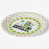 Frosch Hoppy 2. Geburtstagspapier Teller (Schrägansicht)