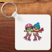 Frosch Ice Skaten Schlüsselanhänger (Vorderseite)