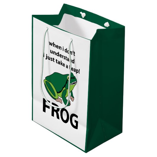 Frosch, ich nehme nur einen Sprung Frosch Mittlere Geschenktüte (Vorderseite Schrägansicht)
